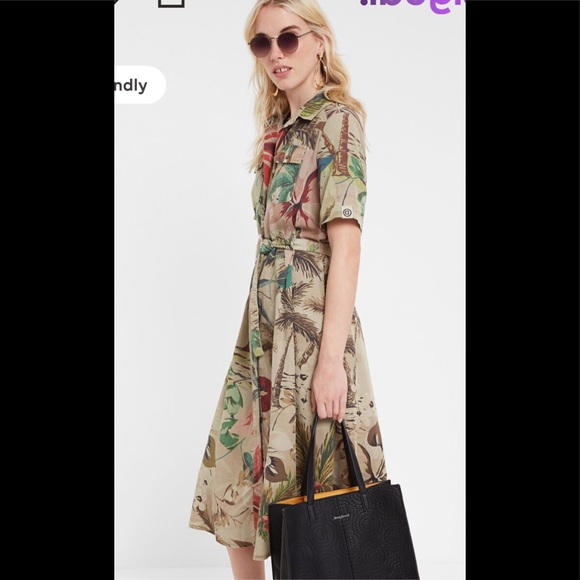 SOLD! - Desigual Camo-Flower Safari Dress - Picture 3 of 13